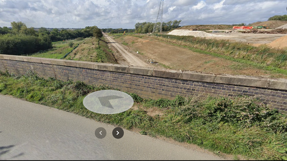The original Furze Lane bridge in Buckinghamshire, showing the wall copings now being sold for use as steps