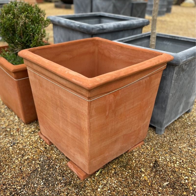 Handmade Italian Cube Olive Tree, Large Wooden Planters For Olive Trees