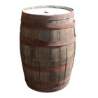 A reclaimed oak whiskey barrel with shrunken staves and loose hoops due to an extended heatwave in summer 2026