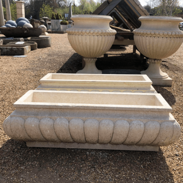Planter Hand Carved Gadrooned Limestone