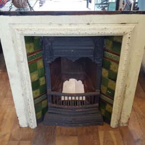Tiled Cast Iron Fireplace Insert Green Tiles