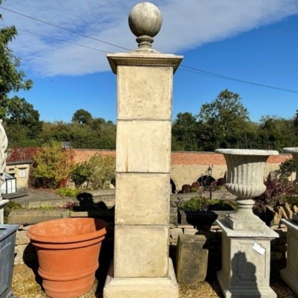 Reconstituted Stone 4 section Gate Post with Ball Finial
