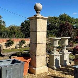 Reconstituted Stone 4 section Gate Post with Ball Finial