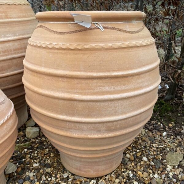 Large Handmade Cretan Clay Olive Jar with Narrow Base