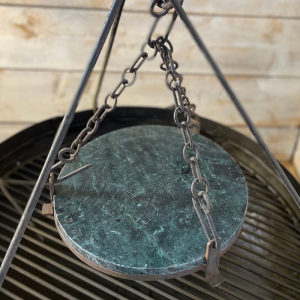 Stone Griddle Plate with metal ring and stand
