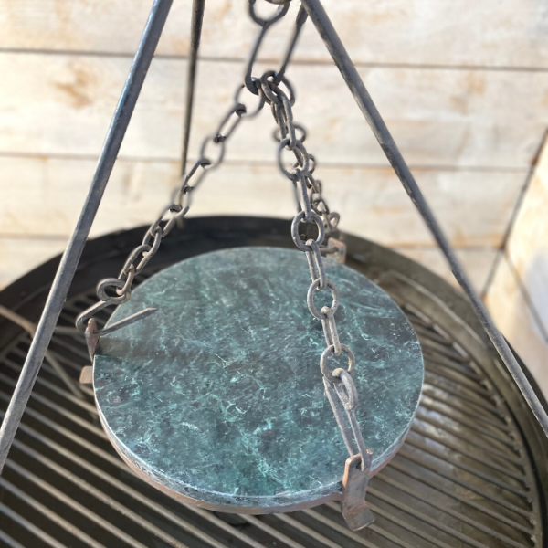 Stone Griddle Plate with metal ring and stand
