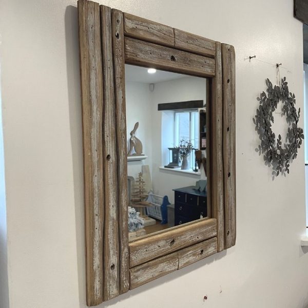 Wooden Framed Rustic Mirror