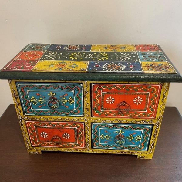 Wooden Hand Painted 4 Drawer Chest