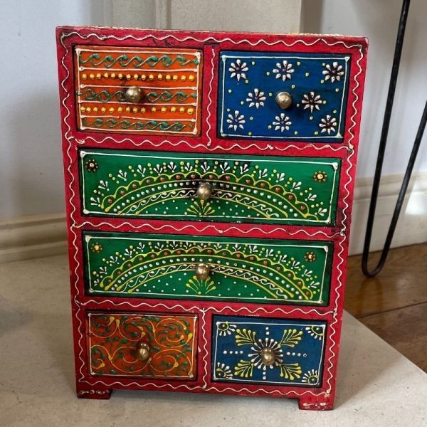 Wooden Hand Painted 6 Drawer Unit