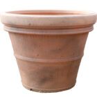 Handmade Aged Orange Plain Rolled Rim Pot POT-0010
