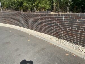 Wall constructed from Blue and Blue Brindle Multi Solid Engineering Bricks