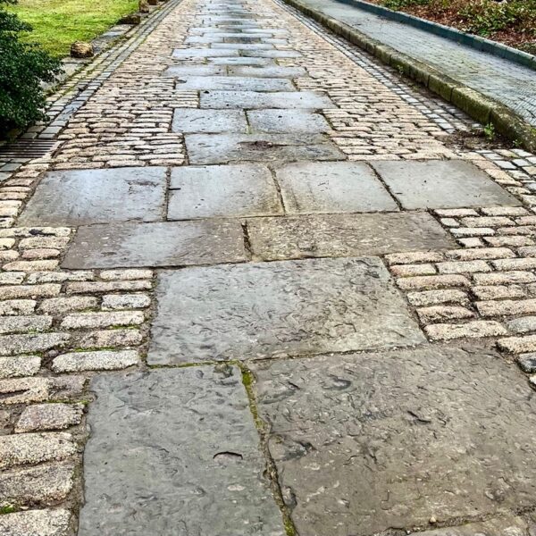 York stone flagstones laid with cobbles