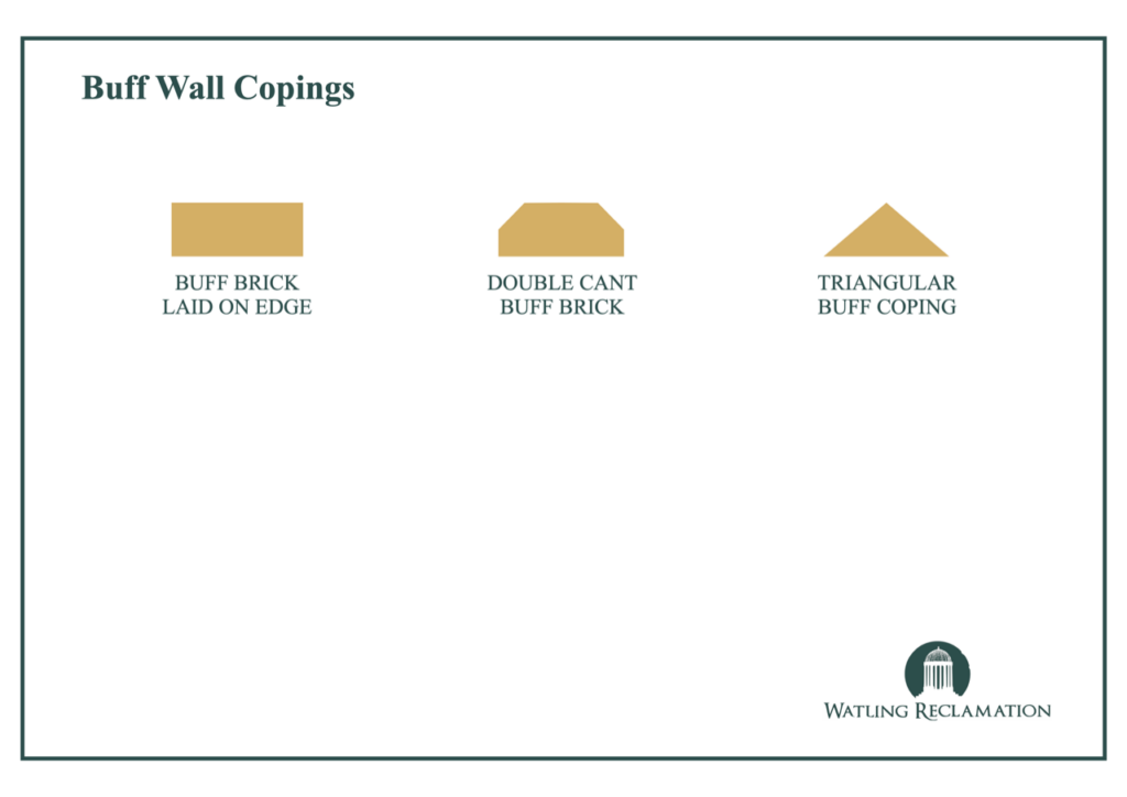 Types of Buff Brick wall copings in profile
