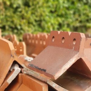 Reclaimed clay roof ridge tiles