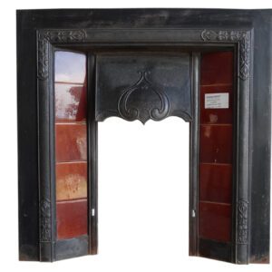 Burnt Orange Tiled Cast Iron Fireplace Surround 2 FIRE-0005