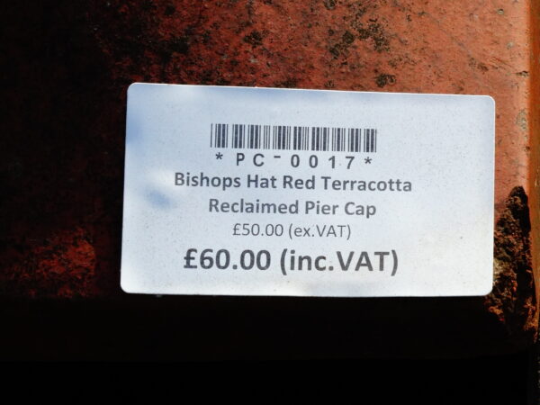 Reclaimed Terracotta Bishops Hat Pier Cap Label PC-0017
