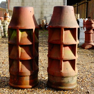 Pair Of Vented Terracotta Chimney Pots Main Image ROOF-0156