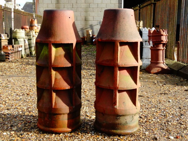 Pair Of Vented Terracotta Chimney Pots Main Image ROOF-0156