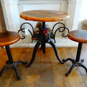 Rustic Industrial Bar Table and Two Stools Main Image INT-0022