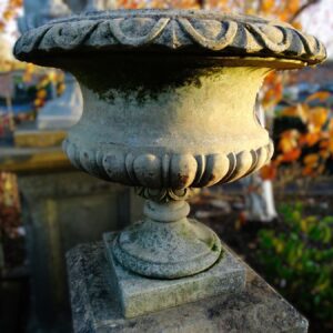 Reclaimed Weathered Haddonstone Gadrooned Urn 1 GFO-0092