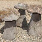 Three Medium Staddle Stones Red Sandstone 2 GFO-0262a
