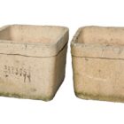 Coade Stone Square Planters Pair 4 POT-0142