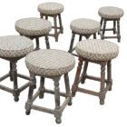 Reclaimed Upholstered Bank Stool 1 INT-2067