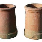 Pair of Red Roll Top Chimney Pots 1 ROOF-0307