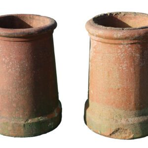 Pair of Red Roll Top Chimney Pots 1 ROOF-0307