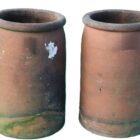 Pair of Terracotta Roll Top Chimney Pots 2 ROOF-0306