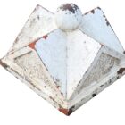 Single Terracotta Gable Pier Cap with Ball Finial Painted White 8 PC-0061