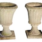 Reconstituted Stone Fluted Urns Pair 1 GFO-0315