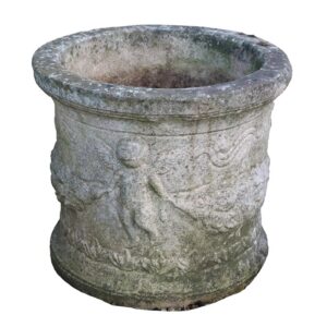 Reconstituted Stone Planter with Cherubs 1 POT-0147