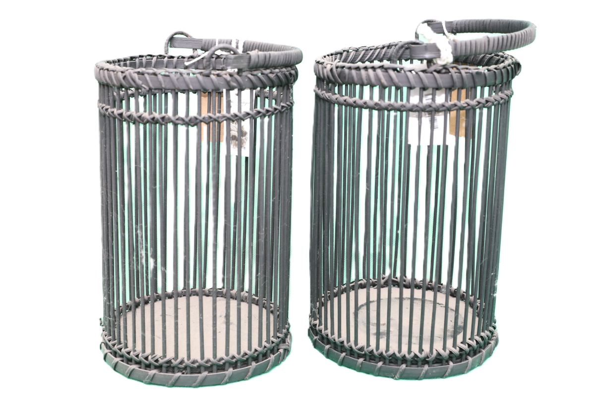 Black Bamboo Lantern Candle Holder 1 INT0011