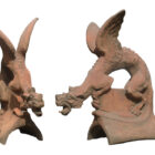 Pair of Dragon Roof Finials in Terracotta displaying their dynamic mythical form 1 ROOF-0363