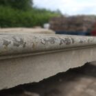 Reclaimed Sculpted Yorkstone Steps showing bullnose overhang, weathered surfaces 2 AST-0041