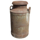 Reclaimed steel milk churn showing a beautifully weathered patina, complete with lid