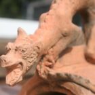 Small decorative Terracotta Dragon Roof Finial on half round ridge tile 3 Roof-0364