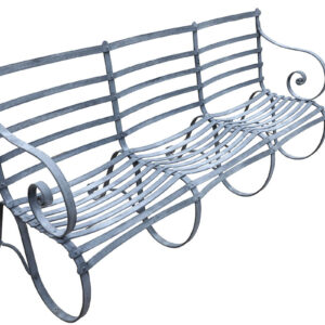 A zinc plated 3 seater garden bench from The Suffolk Collection, with hand etched antique finish