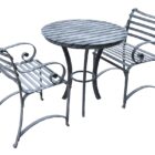 This bistro set of table and 2 chairs is hot zinc dipped for durability and will develop a fine patina over time.