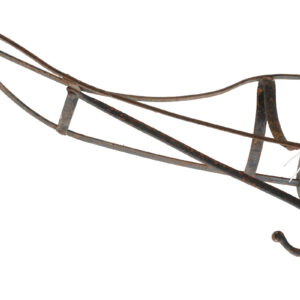 A weathered antique duck billed saddle rack, one of the most enduring tack rest designs across the UK