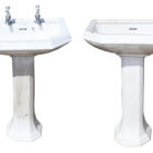 Reclaimed Heritage basin and pedestal in remarkably good condition, one with taps and one without