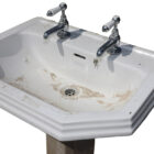 Reclaimed Heritage basin and pedestal in remarkably good condition, one with taps and one without
