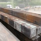 Reclaimed oak railway sleepers with a unique patina and signs of prior use