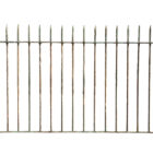 A section of reclaimed spike top wrought iron railings showing a weathered patina