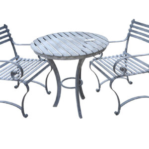 The wine & dine bistro set from The Suffolk Collection with a zinc finish that will age with a beautiful patina