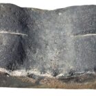 Straight section of reclaimed blue double stable paver gully showing the heavily weathered surfaces