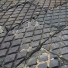 Reclaimed large blue diamond pavers showing authentic weathering and age related discolouration