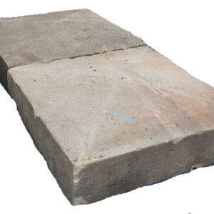 Beautifully weathered pair of reclaimed extra large sandstone pier caps showing the 4 way weathered surface