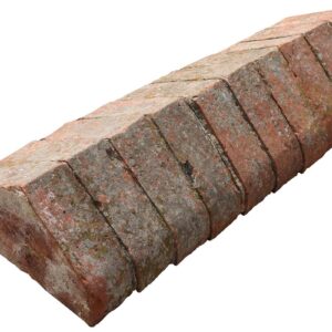 Red brick saddleback wall copings with a softer rounded shoulder and a fine aged patina